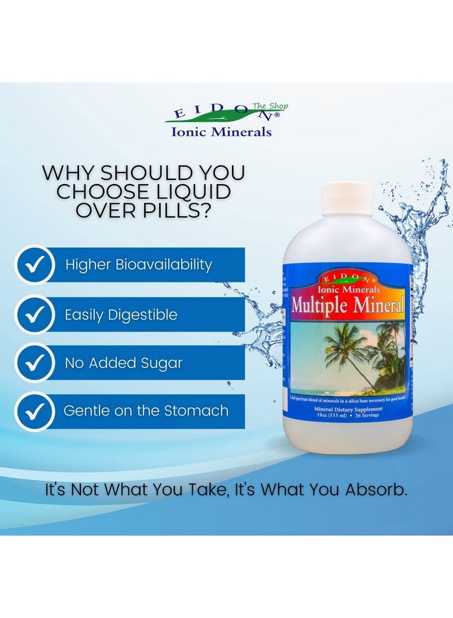 Eidon Ionic Minerals مكمل المعادن المتعددة من إيدون - معادن للماء - فيتامينات سائلة - طبيعية بالكامل - متاحة حيوياً - أيونية - نباتية - خالية من الغلوتين - بدون إضافات أو مواد حافظة - زجاجة سعة 18 أونصة - Image 3
