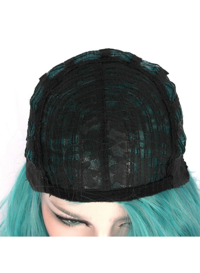 Short Wavy Bob Wigs Middle Part Curly Hair Cute Wigs Shoulder Length Synthetic Heat Resistant Short Wigs For Women Colorful Costume Bob Cosplay Wig For Girl (Dark Turquoise)