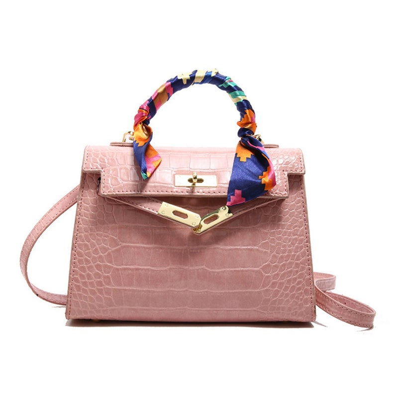 Crocodile Pattern Mini Kelly Handbag for Women, PU, Lock Closure, Casual Street Style - Image 2