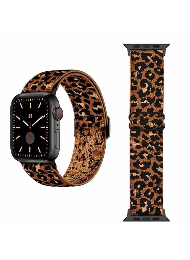 NIBEMINENT Funky Adjustable Braided Solo Band For Apple Watch Series 6/SE/5/4/3/2/1 44/42mm Leopard