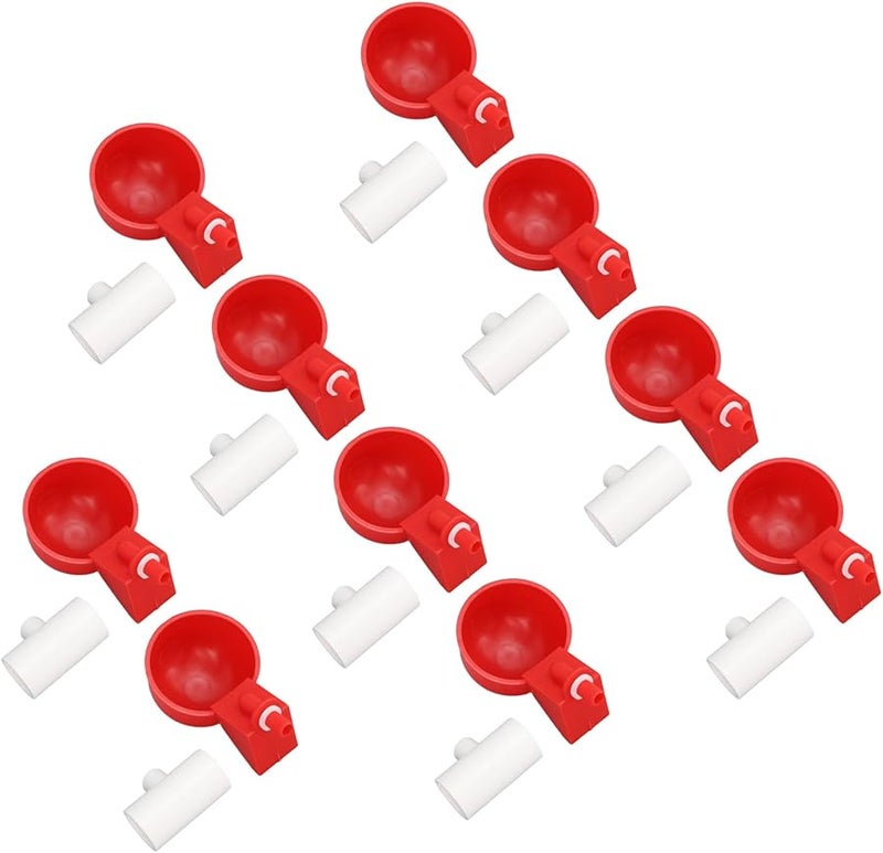 Automatic Chicken Waterer Cups Leak Proof Poultry Drinking Bowl Large Feeder Kit 6 Pack - Image 2