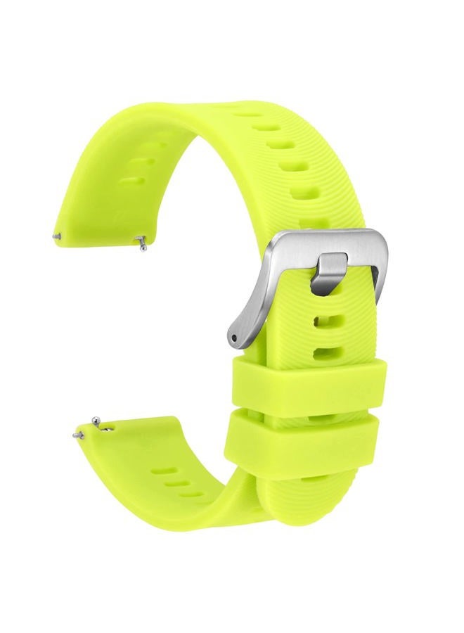 WOCCI 22mm Arched Stripes Silicone Watch Band, Quick Release Strap, Silver Buckle (Lime Green)  - Image 1