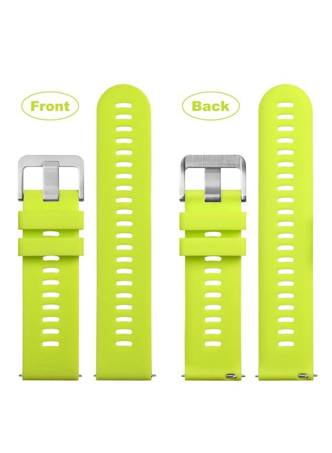 WOCCI 22mm Arched Stripes Silicone Watch Band, Quick Release Strap, Silver Buckle (Lime Green)  - Image 2