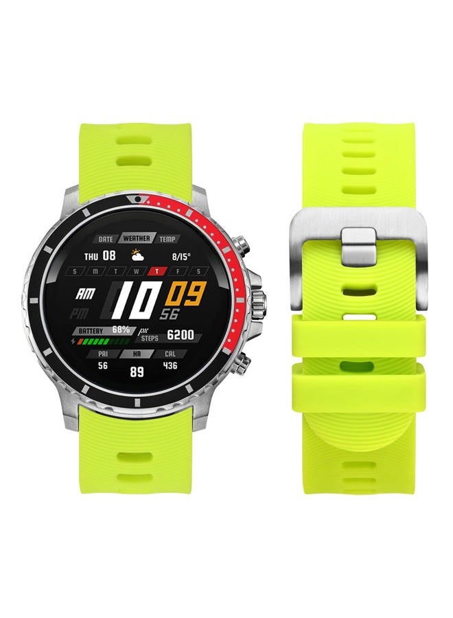 WOCCI 22mm Arched Stripes Silicone Watch Band, Quick Release Strap, Silver Buckle (Lime Green)  - Image 5