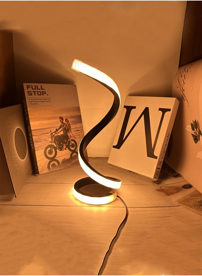 Cady One - Spiral LED Table Lamp Modern 3 Colors Dimmable Desk Lamp 12w 3 Color Bedside Lamp Desk Light Night Light Decorative Lights Adjustable Color Lights for Bedroom Living Room Office Nightstand Bookshelf Black - Image 1