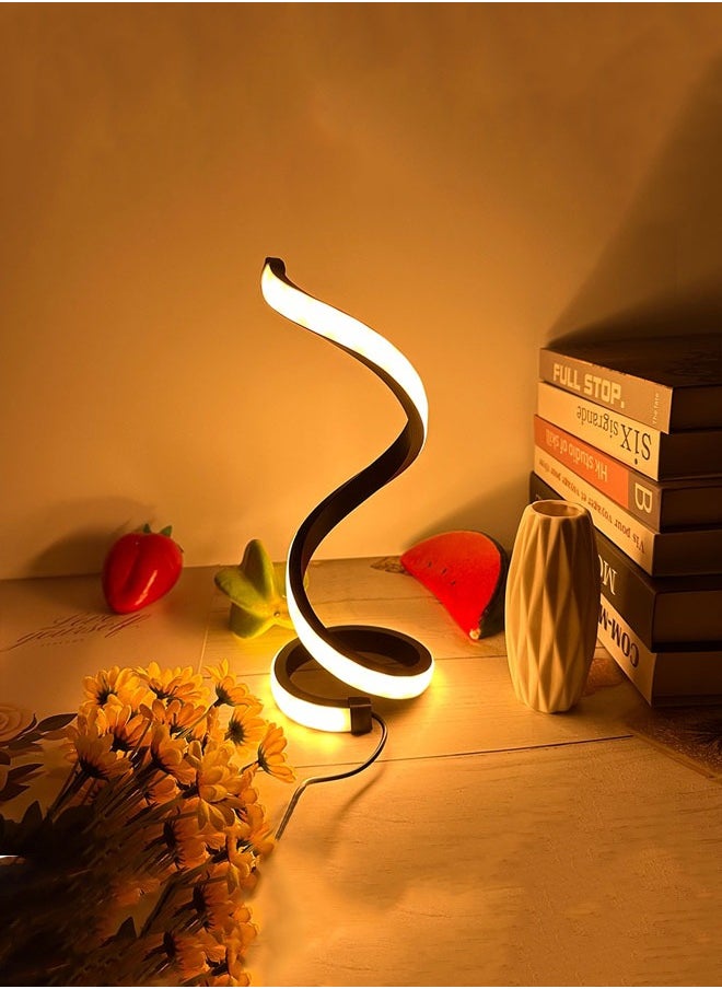 Cady One - Spiral LED Table Lamp Modern 3 Colors Dimmable Desk Lamp 12w 3 Color Bedside Lamp Desk Light Night Light Decorative Lights Adjustable Color Lights for Bedroom Living Room Office Nightstand Bookshelf Black - Image 1