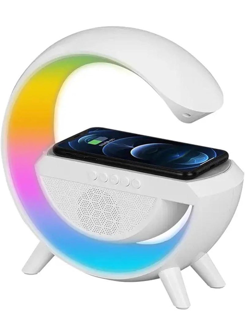 Bluetooth Audio Night Light G Shaped Speaker with Wireless Charger Stereo Surround Bass Music Box for Bedroom, for Teenage Girls Boy Men Women White - Image 1