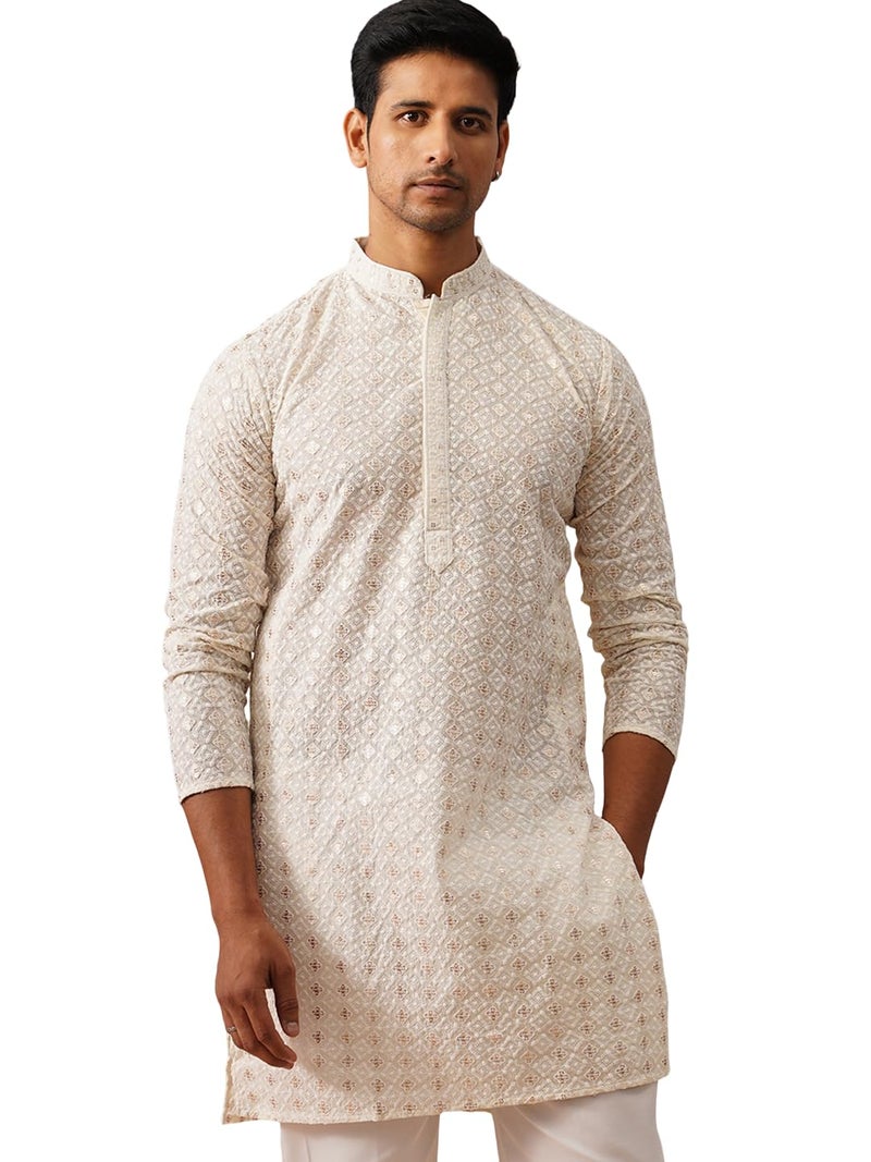 jompers قميص جومبرز الرجالي القطني المطرز بتصميم هندسي - Image 1