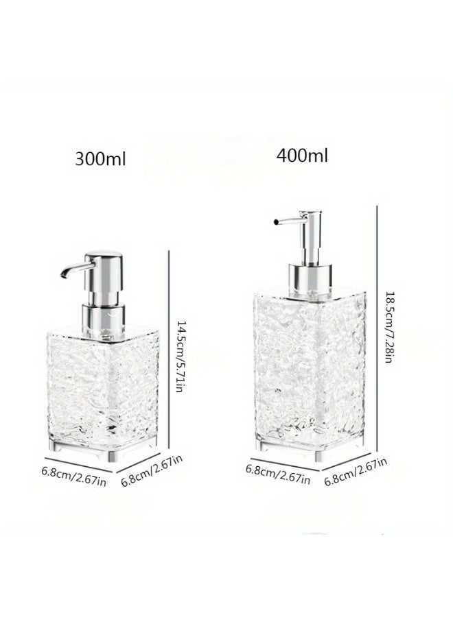 1pc Luxury Refillable Soap Dispenser Bottle – Modern Square Design, Transparent Frosted Look, Pump Dispenser for Shampoo, Shower Gel, Hand Soap & Lotion, Durable & Phthalate-Free, Perfect for Bathroom, Kitchen & Hotel Use  - Image 3