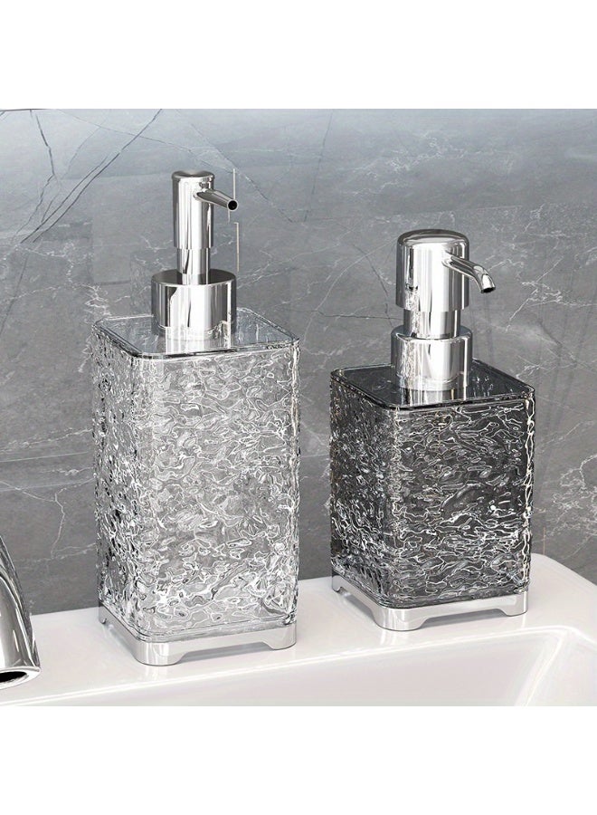 1pc Luxury Refillable Soap Dispenser Bottle – Modern Square Design, Transparent Frosted Look, Pump Dispenser for Shampoo, Shower Gel, Hand Soap & Lotion, Durable & Phthalate-Free, Perfect for Bathroom, Kitchen & Hotel Use  - Image 2