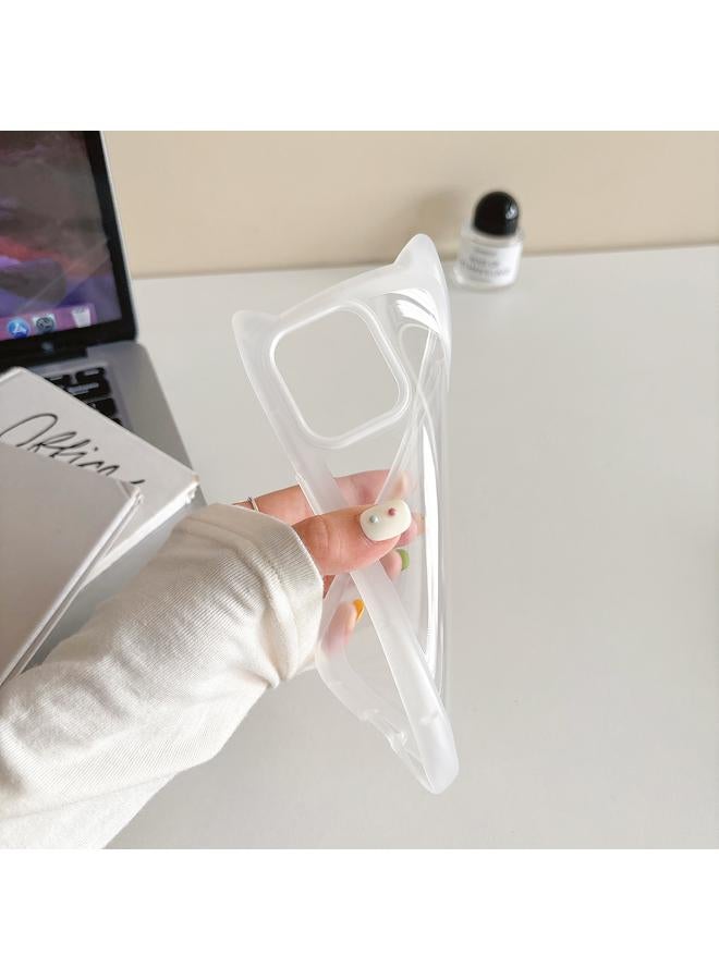 اس-توب جراب لهاتف iPhone 14 من مادة TPU بتصميم رأس قطة شفاف غير لامع - Image 5