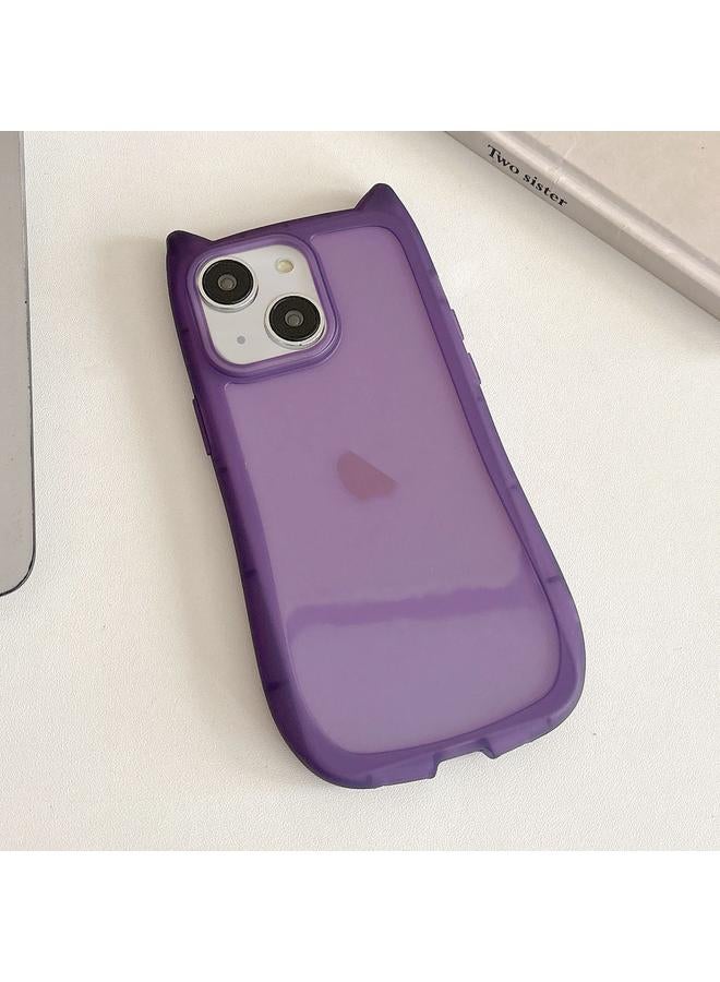 اس-توب جراب لهاتف iPhone 14 من مادة TPU بتصميم رأس قطة شفاف غير لامع - Image 1