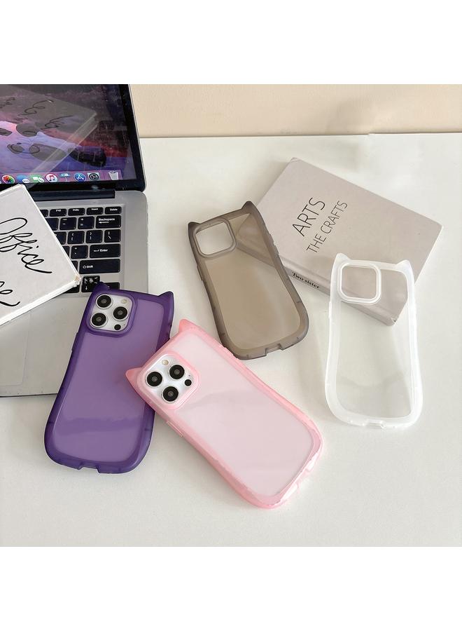 اس-توب جراب لهاتف iPhone 14 من مادة TPU بتصميم رأس قطة شفاف غير لامع - Image 2