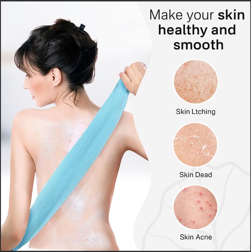 Yiclick 2PCS Exfoliating Washcloth Towel - Exfoliating Body Scrubber Exfoliator, Loofah Sponge Wash Cloth, Korean & Japanse & African Net Sponge Rag - Back Scrubber Washer (Blue) - Image 3