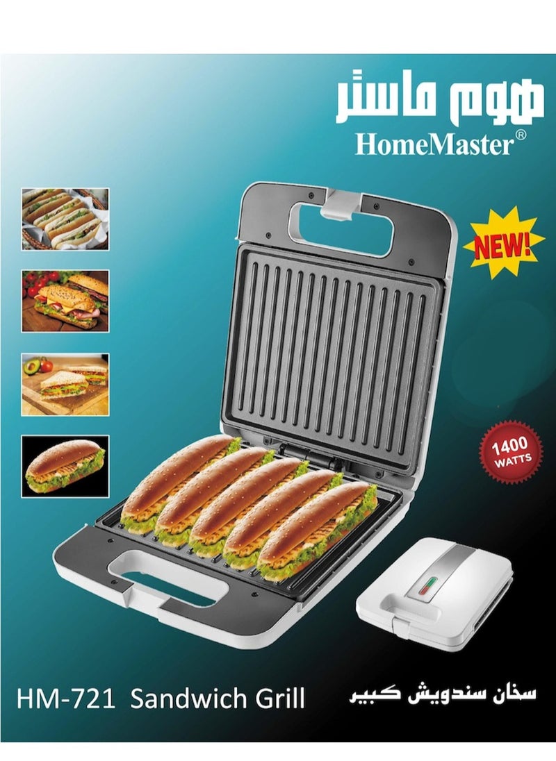 Home Master Home Master HM-721 Large Electric Sandwich Heater, 1400 Watts, White, for a unique experience in preparing quick sandwiches  - Image 2
