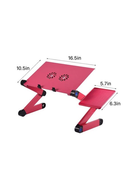 Laptop Stand, Cozy Portable Lap Desk Adjustable Laptop Table Stand Up/Sitting with Dual CPU Cooling Fans and Mouse Pad for Eating Breakfast Reading Book Watching Movie Doing Work(Rose Red)