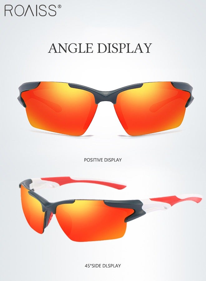 رويس نظارة شمسية رياضية للرجال والنساء، نظارات حماية من الأشعة فوق البنفسجية 400 لركوب الدراجات بإطار TR90، نظارات رياضية للبيسبول والجري والصيد والجولف، أحمر - Image 3