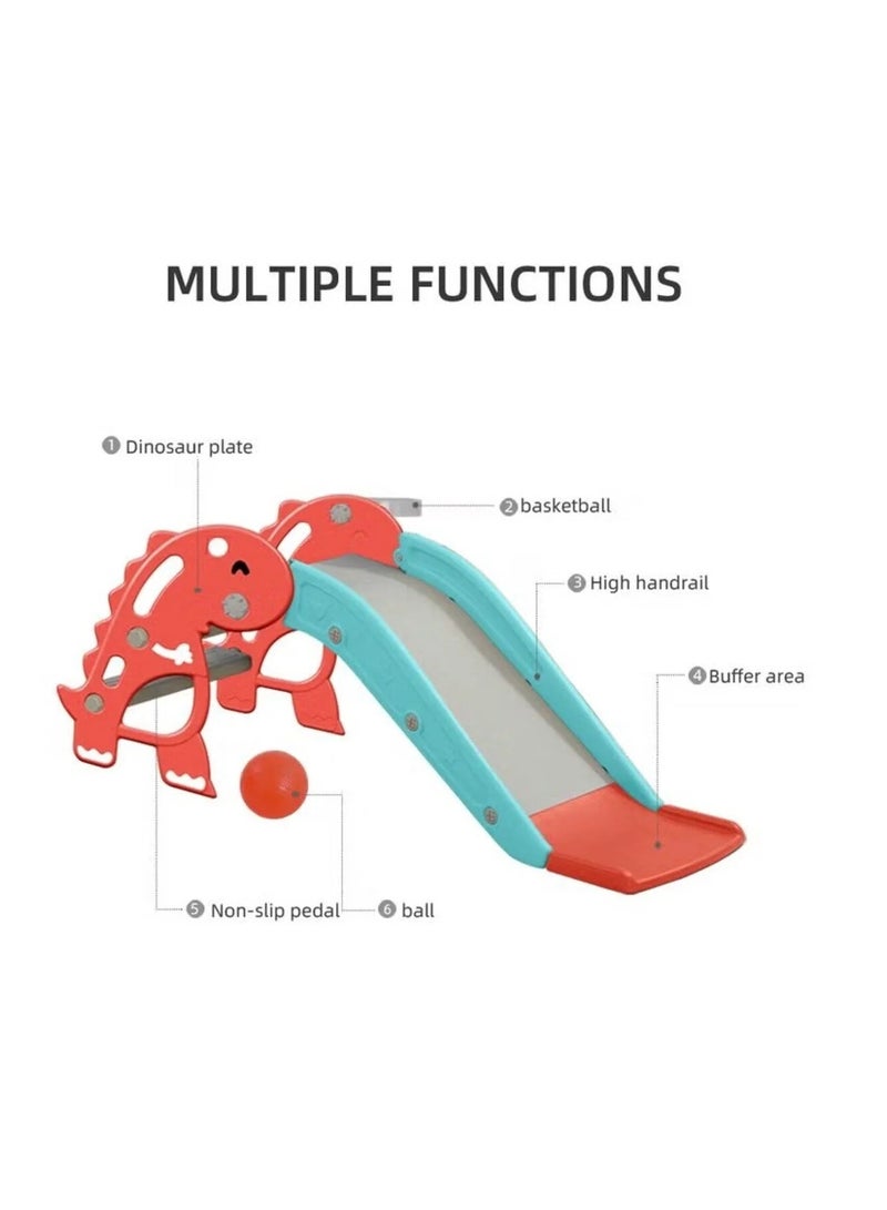 فول جوي زحليقه اطفال مع كرة سلة، زحليقه قابلة للطي للأطفال الصغار الأولاد والبنات المتسلقين، ألعاب داخلية وخارجية - Image 2