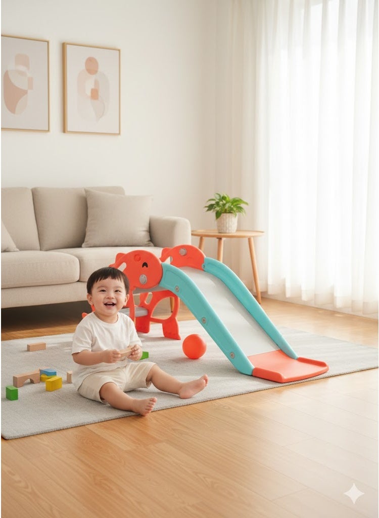 فول جوي زحليقه اطفال مع كرة سلة، زحليقه قابلة للطي للأطفال الصغار الأولاد والبنات المتسلقين، ألعاب داخلية وخارجية - Image 3