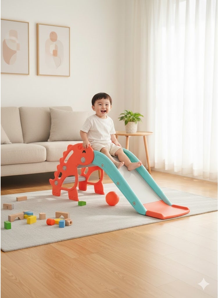 فول جوي زحليقه اطفال مع كرة سلة، زحليقه قابلة للطي للأطفال الصغار الأولاد والبنات المتسلقين، ألعاب داخلية وخارجية - Image 4