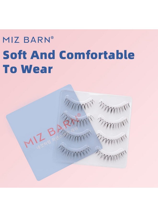 Miz Barn Daily Natural Look False Eyelashes4 Pairs Natural Soft Lightweight Comfortable Short Lashes Clear Band Handmade Luxurious False Eyelashes(A05)  - Image 5