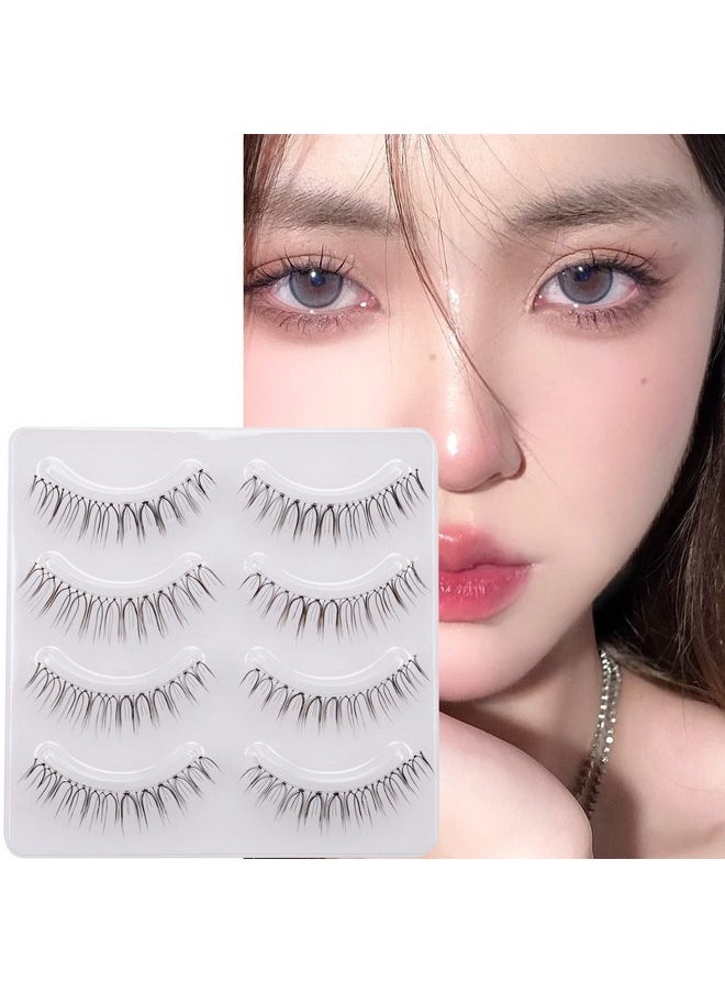 Miz Barn Daily Natural Look False Eyelashes4 Pairs Natural Soft Lightweight Comfortable Short Lashes Clear Band Handmade Luxurious False Eyelashes(A05)  - Image 4