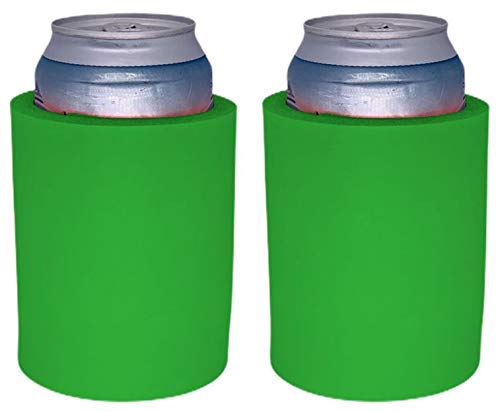 Coolie Junction Blank Thick Foam Old School Can Cooler (2 Pack, Neon Green) - Image 1