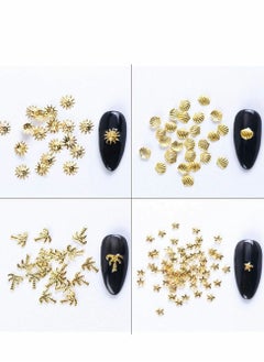 Y&D Holographic Nail Art Sequins Glitter, Decals Supplies 3D Gold Decorations Mixed-Shape Metal Frame Shell Leaf Rivet Studs on Nails DIY Charm Jewelry Accessories 1Box  - Image 4