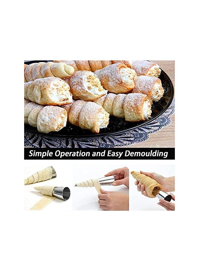 S-TOP Baking Mold Set, 12 PCS Stainless Steel Cannoli Tubes, Non Stick Croissant Mould for Baking Waffle Cones Ice Cream Cones - Image 3