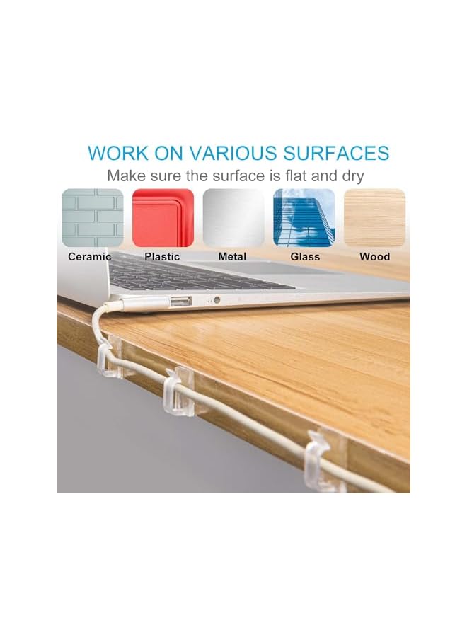 promass 100 PCS Adhesive Cable Clips, Wall Wire Clips for Cable Management, Strong Cord Clips Wire Holders for The Wall Under Desk Car Dash Cam TV PC Ethernet Cable (White 2-45PS) - Image 4