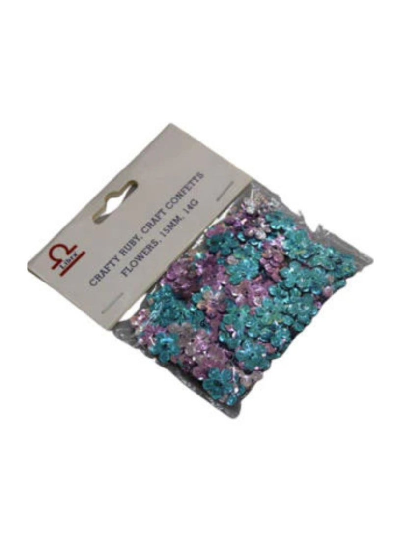 Libra 100 pieces 15mm Crafty Ruby Craft Confetts Flowers 14g Assorted Color