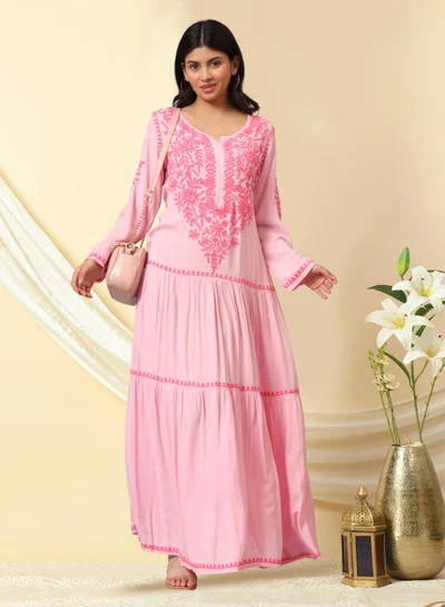 Alaya Hand Embroidered Lucknowi Chikankari  Cotton Jalabiya-AL3942
