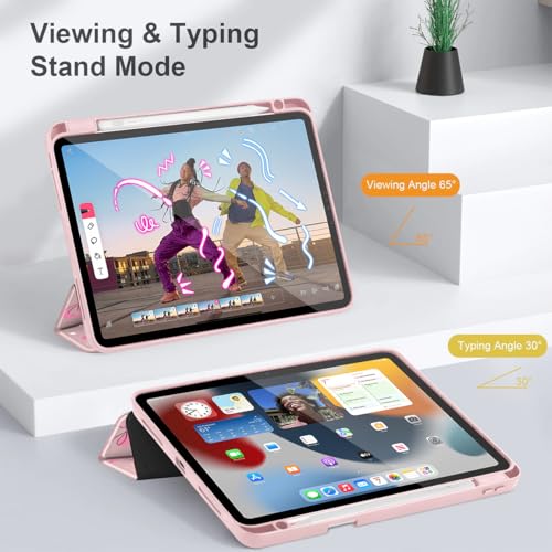May Chen for iPad Pro 11 inch M2 4th Generation 2022, iPad Pro 11 3rd/2nd/1st Gen, Case with Transparent Shockproof Back Cover [Built-in Pencil Holder, Auto Sleep/Wake, Bows Pink - Image 5