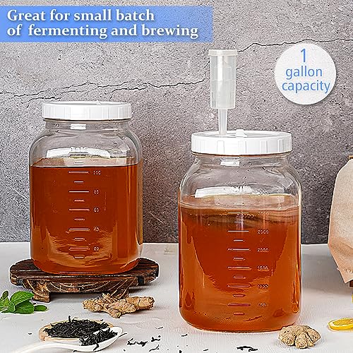 Folinstall 2 Pack 1 Gallon Large Fermentation Jars w 2 SCREW Lid and 3 Airlock - 100% Airtight Lid, Wide Mouth Glass Jar, Pickle Jar w Scale Mark for Sourdough Starter - Image 2