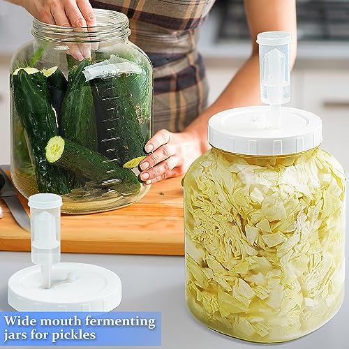 Folinstall 2 Pack 1 Gallon Large Fermentation Jars w 2 SCREW Lid and 3 Airlock - 100% Airtight Lid, Wide Mouth Glass Jar, Pickle Jar w Scale Mark for Sourdough Starter - Image 3