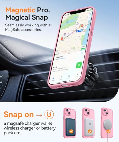CANSHN Magnetic for iPhone 14 Case, Upgraded [Full Camera Protection] [Compatible with Magsafe] [Translucent Matte] Shockproof Protective Phone Case for iPhone 14 6.1" - Pink - Image 5