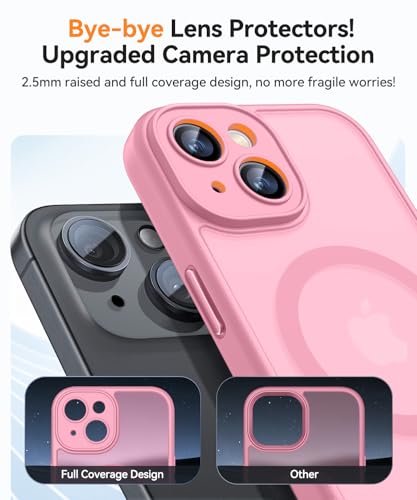 CANSHN Magnetic for iPhone 14 Case, Upgraded [Full Camera Protection] [Compatible with Magsafe] [Translucent Matte] Shockproof Protective Phone Case for iPhone 14 6.1" - Pink - Image 4