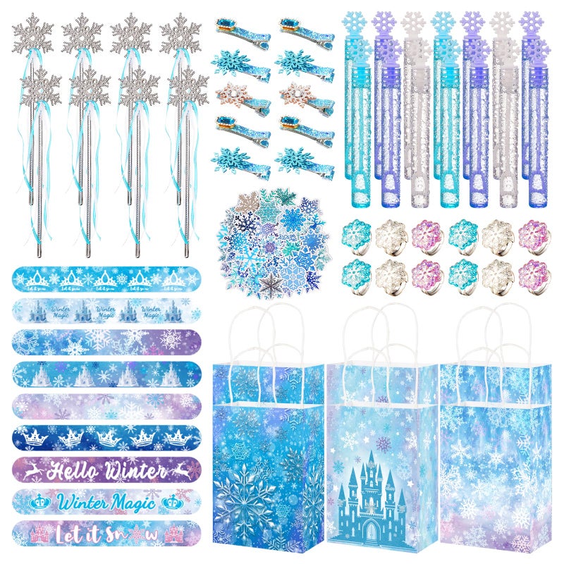 Vanblue 122PCS Frozen Party Favors Winter Snowflake Theme Birthday Decorations Princess Goodie Bag Stuffers Birthday Supplies Set for Girls Pinata Filler Classroom Prize Gift Rewards - Image 3