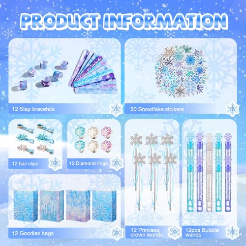 Vanblue 122PCS Frozen Party Favors Winter Snowflake Theme Birthday Decorations Princess Goodie Bag Stuffers Birthday Supplies Set for Girls Pinata Filler Classroom Prize Gift Rewards - Image 5