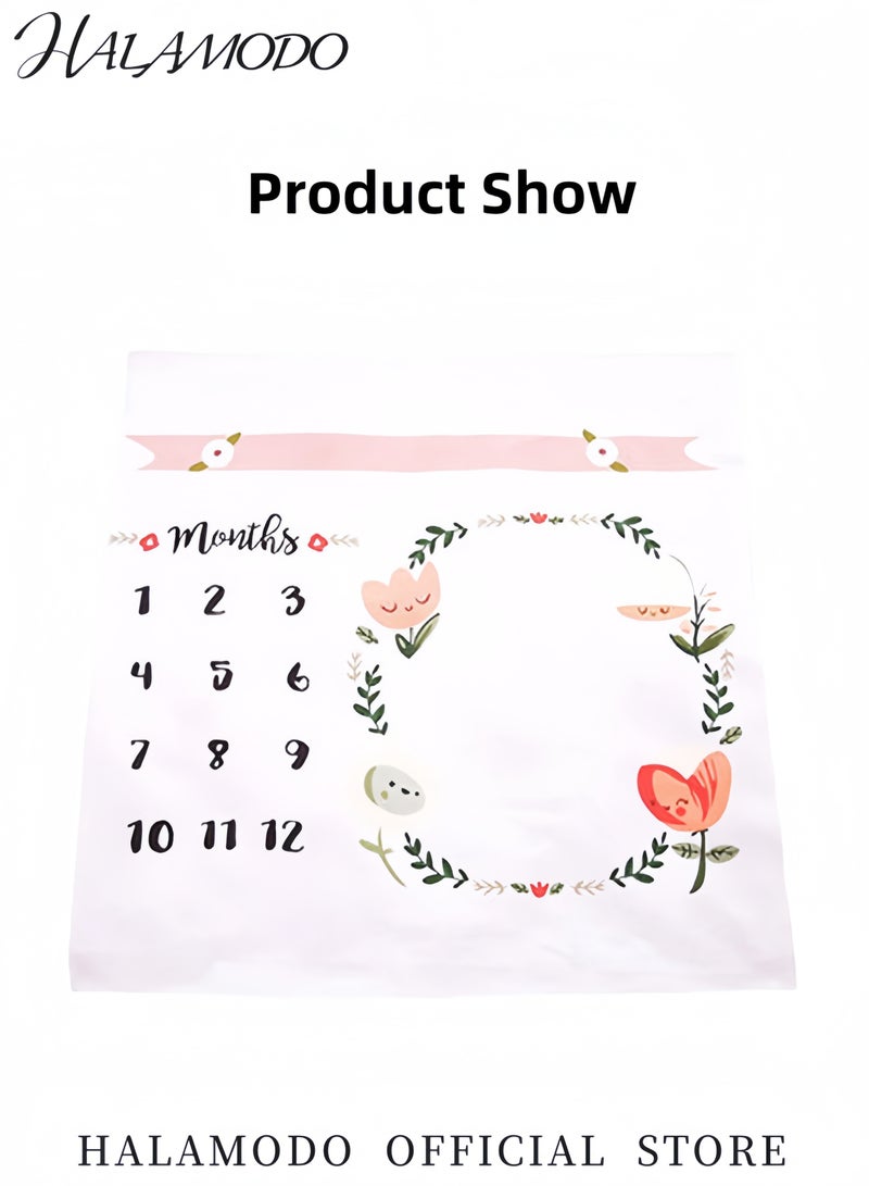 هالامودو بطانية مطبوعة عليها علامة مرور شهرية للطفل، بطانية إعلانية، بطانية خلفية، بطانية تقميط، بطانية استحمام، هدية للمواليد الجدد والرضع والأطفال الصغار - Image 2