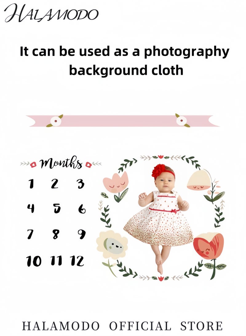 هالامودو بطانية مطبوعة عليها علامة مرور شهرية للطفل، بطانية إعلانية، بطانية خلفية، بطانية تقميط، بطانية استحمام، هدية للمواليد الجدد والرضع والأطفال الصغار - Image 3