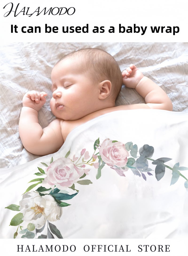 هالامودو بطانية مطبوعة عليها علامة مرور شهرية للطفل، بطانية إعلانية، بطانية خلفية، بطانية تقميط، بطانية استحمام، هدية للمواليد الجدد والرضع والأطفال الصغار - Image 4