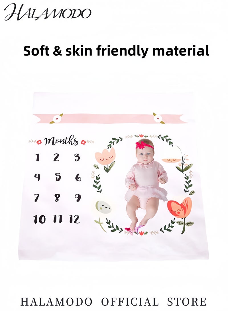 هالامودو بطانية مطبوعة عليها علامة مرور شهرية للطفل، بطانية إعلانية، بطانية خلفية، بطانية تقميط، بطانية استحمام، هدية للمواليد الجدد والرضع والأطفال الصغار - Image 5