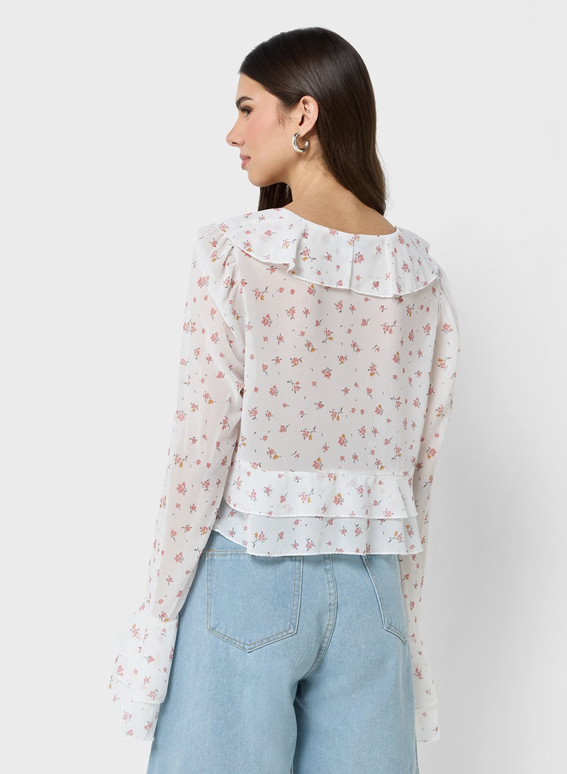 Ginger Ditsy Floral Print Ruffle Detail Blouse  - Image 2
