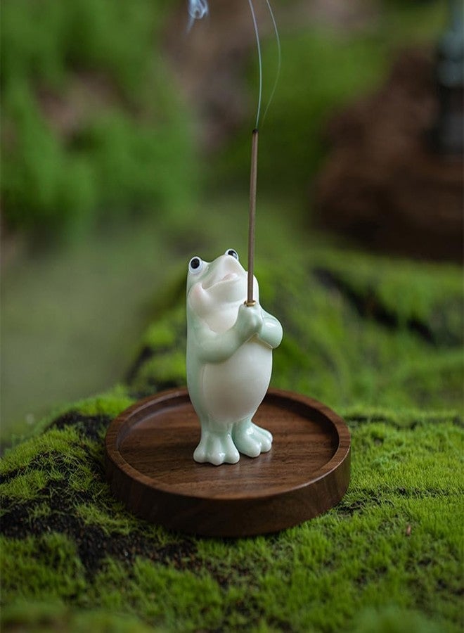 TSCVPJL Frog Incense Holder for Sticks, Ceramic Incense Holder Cute Frog Figurines Incense Stick Holder, Insence-Sticks Burner Incense Burner Holder for Yoga Meditation Home Office Decor (without Ash Catcher) - Image 2