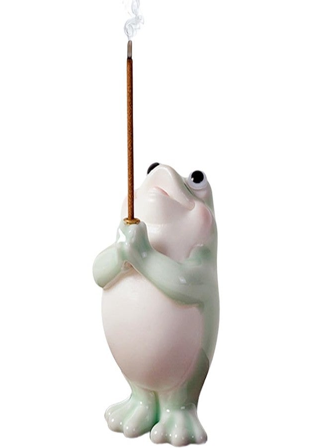 TSCVPJL Frog Incense Holder for Sticks, Ceramic Incense Holder Cute Frog Figurines Incense Stick Holder, Insence-Sticks Burner Incense Burner Holder for Yoga Meditation Home Office Decor (without Ash Catcher) - Image 1