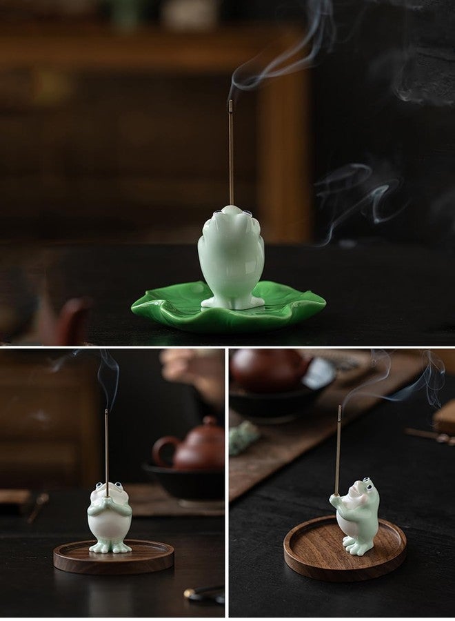 TSCVPJL Frog Incense Holder for Sticks, Ceramic Incense Holder Cute Frog Figurines Incense Stick Holder, Insence-Sticks Burner Incense Burner Holder for Yoga Meditation Home Office Decor (without Ash Catcher) - Image 4