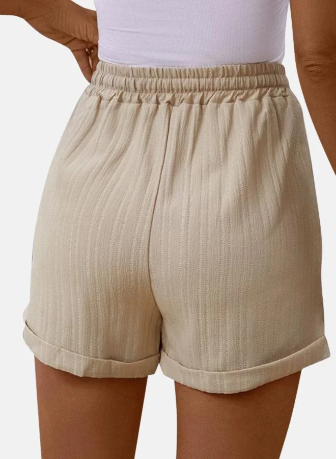 YUNIQEE Beige Striped Regular Shorts