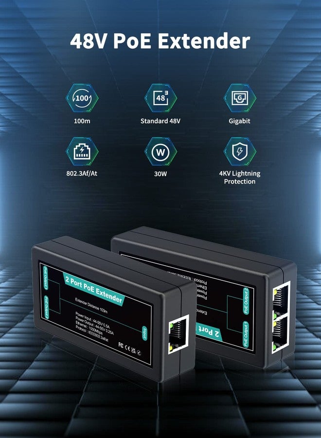 NICGIGA 1 in 2 Out Gigabit PoE Extender, 100 Meters(328 ft), IEEE 802.3af/at PoE Splitter for IP Cameras, IP Phone, Wireless AP - Image 2