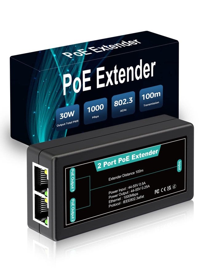 NICGIGA 1 in 2 Out Gigabit PoE Extender, 100 Meters(328 ft), IEEE 802.3af/at PoE Splitter for IP Cameras, IP Phone, Wireless AP - Image 1